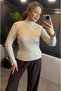 Cream High Neck Knitwear with Sleeve Detail - 6
