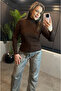 Brown High-Necked Knitwear with Sleeve Detail - 6