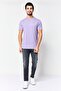 Men Crew Neck Short Sleeve Embroidered Logo T-Shirt, Lilac - 2