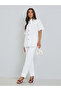 Women White Daisy Embroidered Short Sleeve Shirt - 2