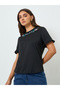 Women Black Embroidered T-Shirt - 3