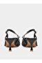 Women Black Sequin Slingback Kitten Heels Shoes - 4