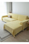 Sofa Cover 180X210 cm |   Stylish Design with Non-Slip Texture and Tassels, 100% Cotton - 3