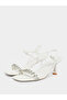 White Embellished Kitten Heel Sandals - 3