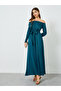 Women Off Shoulder Maxi Dress with Tie Belt
