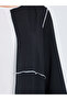 Women Black Contrast White Pipping Abaya - 4