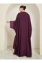 Women Burgundy Embellished Abaya with Inner Dress Set - 6