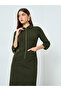 Women Olive Shirt Midi Dress with 3/4th Sleeves - 3