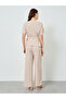 Women Cream Textured Top and Wide Leg Pants Set - 5