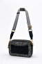 Silver Polo Crossbody Women's Bag Monogram Patterned Gray Black 1078 - 3