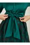 Women Green Floral Tie-Up A-Line Maxi Dress - 4