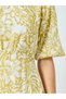 Women Yellow Floral Print Puff Sleeve Midi Dress - 3