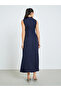 Women Navy Blue Sleeveless A-Line Maxi Dress - 5
