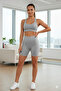 Woman's Gray Elastic Waist Cotton Shorts - 4