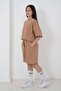 Girl's Two Yarn Fabric Crew Neck Shorts Set - 25Sb090 - Light Brown - 2
