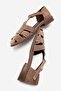Belivya Women's Genuine Leather Sandals Brown Suede - 5
