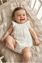 100% Cotton Baby Girl Romper Muslin Fabric Ruffled Embroidered Summer Romper - 2