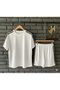 New Season Unisex Premium Combed Cotton Fabric Side Striped Crew Neck T-Shirt and Shorts 2-Piece Set