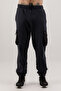 Fleece Cargo Pocket Men's Woolen Pants with Zippered Bottoms and Zippered Legs, Navy Blue