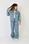 Girl's Floral Embroidered Denim Set - 5