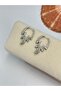 Design Zircon Stone Detailed Hoop Earrings (Steel) Silver - 2