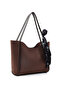 Brown Suede Shk240 Faux Leather Zippered Single Compartment Hand, Arm and Shoulder Bag with Scarf Gift - 2