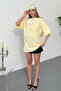 Women's 100% Cotton T-Shirt with Scarf Accessory Yellow - 26Y 26509 - 3