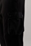 Fleece Cargo Pocket Men's Woolen Pants with Zippered Bottoms and Black Cuffs - 4