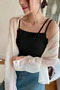 Women's Black Camisole Fabric Three Strap Ball Blouse - 3