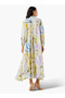 Trapeze Midi Dress with Floral Print - 3