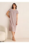 Midi Night Dress Short Sleeves with Floral Print Viscose