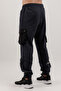 Fleece Cargo Pocket Men's Woolen Pants with Zippered Bottoms and Zippered Legs, Navy Blue - 3