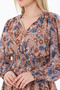 Floral Patterned Chiffon Mini Dress – with Gathered Waist Detail - 6