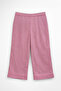 Women's Pink Brode Detailed Linen-Look Capri Pants with Wide Legs - 2