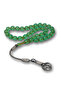 Silver Kazaz Tassel Green Crimped Amber Prayer Beads