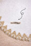 Alina White-Gold French Lace Double Bath Mat Set Soft Surface Non-Slip and Leather Base - 2