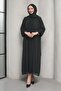 Black Stone Embellished Double Abaya Set - 3