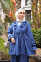 Cobalt Blue Collared Ruffle Tunic Pants Set - 2
