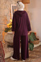 Plum Stone Tunic and Trousers Modal Set - 4