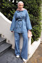 Blue Belted Jacket and Trousers Denim Suit