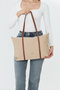 Isola Beige Large Size Striped Waterproof Women's Shoulder Bag - 7