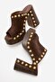 Donovan Women's Genuine Leather Clogs Slippers Brown Suede - 5