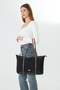 Isola Black Large Size Striped Waterproof Women's Shoulder Bag - 4