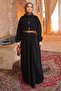 Black Elastic Cuffed Belted Denim Dress