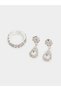 Silver Diamante Necklace with Ring and Earrings with Bracelet Set - 5