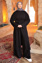 Black Cardigan Blouse with Pants Wide Fit 3-Piece Modal Set - 2