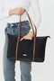 Isola Black Large Size Striped Waterproof Women's Shoulder Bag - 5