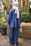 Cobalt Blue Collared Ruffle Tunic Pants Set - 4