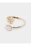 Gold Tone Flower and Pearl Cuff Bracelet - 2