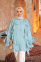 Mint Green Ruffled Shirt with Elastic Sleeves